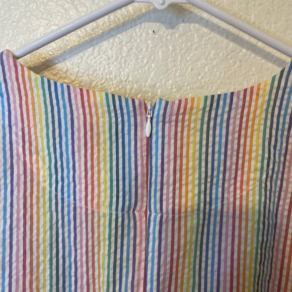 J Crew Seersucker Gauzy Cotton Rainbow Striped Blouse Size 4 - Picture 3 of 5